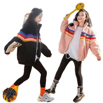 2023 Весенние плюшевые куртки для девочек для подростков 5-14 лет Одежда для девочек-подростков Спортивная верхняя одежда Пальто Осенние детские куртки Изображение