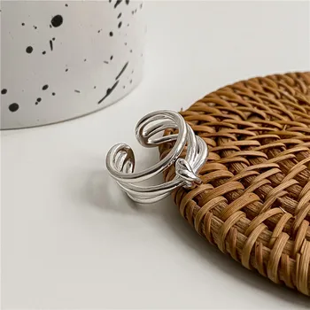 Многослойное кольцо с узлом из стерлингового серебра S925 Женская Онлайн-знаменитость тяжелой промышленности, Модный блогер, Такие Же ювелирные изделия оптом Изображение