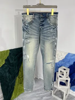 Q04761 Модные мужские джинсы 2023 Подиум Роскошный известный бренд Европейский дизайн стиль вечеринки Мужская одежда Изображение