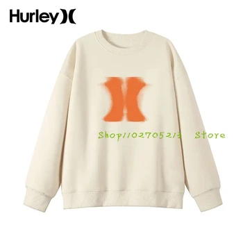 2023 Классический свитер Hurley High Street с буквенным логотипом, свободная толстовка с длинным рукавом и каракулями, толстовка Изображение