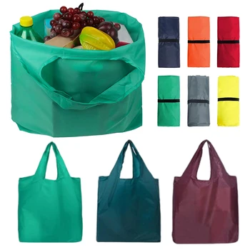 Модная складная экологичная сумка для покупок, многоразовая сумка-тоут, карманные сумки, легкие, большой емкости для путешествий, продуктовая сумка Изображение