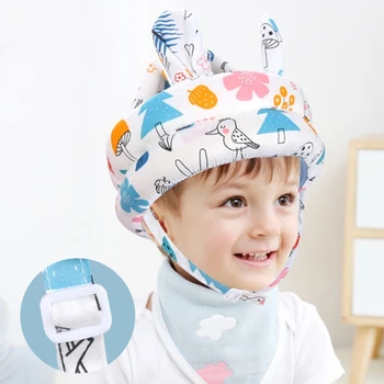 Прогулочный шлем для малышей, детский бампер, защитная шапочка, подушка для головы, Дышащая защитная шапочка от падения и столкновений, для прогулок и игр Изображение