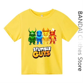 Детские футболки Stumble Guys, игры в харадзюку, футболки для мальчиков и девочек, топы с оригинальным рисунком людей из мультфильмов, детская одежда Stumble Guys Изображение