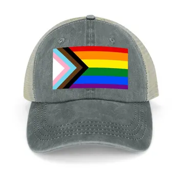 Дизайн флага гордости Прогресса, Ковбойская шляпа, детская шляпа на день рождения, летние шляпы, пляжные солнцезащитные шляпы для женщин, мужские Изображение