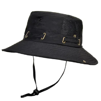 Однотонные солнцезащитные шляпы для мужчин, Кепка для рыбалки на открытом воздухе, Пляжные кепки с широкими полями, Защита от ультрафиолета, Женская панама, Летняя Походная рыболовная шляпа для кемпинга Изображение