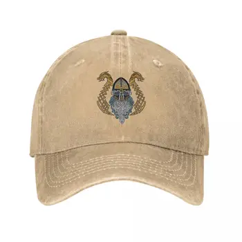 Винтажная бейсбольная кепка Viking Dragon Valknut для мужчин и женщин, потертая джинсовая кепка Snapback для бега на открытом воздухе, кепки для гольфа, шляпа Изображение