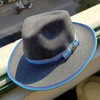 мужская фетровая шляпа, мужская фетровая шляпа с узлом, фетровая шляпа для летнего джаза, диско-шляпа для мужчин, черная фетровая шляпа с маленькими полями Изображение