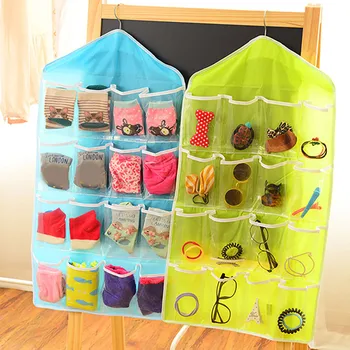 Пластиковые органайзеры для хранения детской обуви с 16 сетками, висящий на стене шкаф, сумка для хранения детских носков, трусов, игрушек Изображение