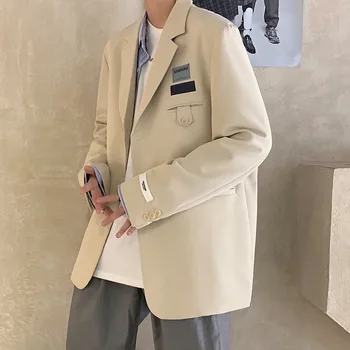2023 Роскошный повседневный мужской костюм, комплект пиджака, уличная одежда, элегантное Корейское стильное весеннее пальто из Гонконга Изображение