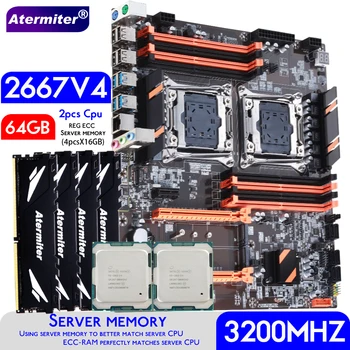 Материнская плата Atermiter Dual X99 С процессором 2011-3 XEON E5 2667 V4 * 2 и Комбинированным Комплектом Серверной памяти 4шт X 16 ГБ = 64 ГБ DDR4 3200 МГц Изображение