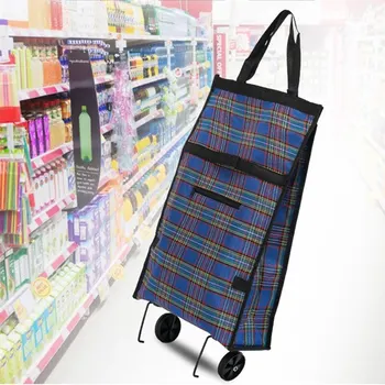 Портативные складные многоразовые сумки для покупок, маленькая тележка для покупок, сумки на колесиках, Сумка для фруктов, овощей, органайзер для продуктов Изображение