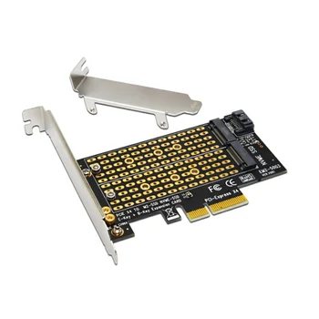 Двойной SSD Адаптер Конвертер Карты M.2 NGFF в Компьютер PCIe X4 X8 X16 NVMe SATA Двойной SSD Адаптер PCI Express Карты с Кронштейнами Изображение