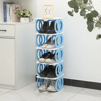 Креативная новая стойка для обуви Простая Съемная организация предметов домашнего обихода Хранение в обувном шкафу Пылезащитная входная полка Экономия места Изображение