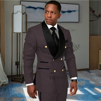 Мужской костюм Thorndike на заказ, мужской деловой приталенный двубортный пиджак с множеством карманов, из двух частей, для деловой вечеринки Изображение