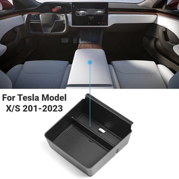 Лоток для органайзера центральной консоли для Tesla Model S Model X Plaid/Long Range 2021 2022 2023 Ящик для хранения подлокотников Центральной консоли Изображение