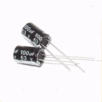 100 МКФ63 В В алюминиевый электролитический конденсатор Размером 10*13 ММ63V100UF Подключаемый модуль Новый Оригинальный Высокого качества (10 ШТ.) Изображение
