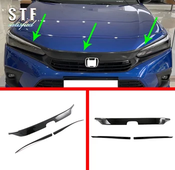 Передняя решетка из АБС-пластика вокруг отделки капота для Honda Civic MK11 (FE/FL) 2021 2022 2023 Наклейки на автомобильные аксессуары Изображение