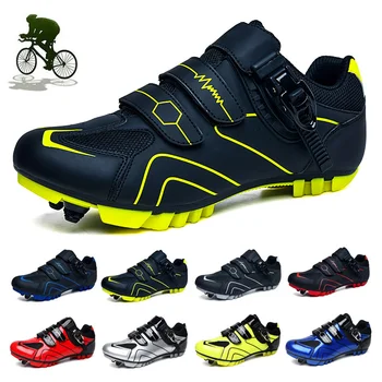 Велосипедные кроссовки Spd Mtb, Самоблокирующиеся кроссовки для горных велосипедов, мужская обувь для шоссейного велоспорта, Велосипедная обувь на дышащей плоской подошве Изображение