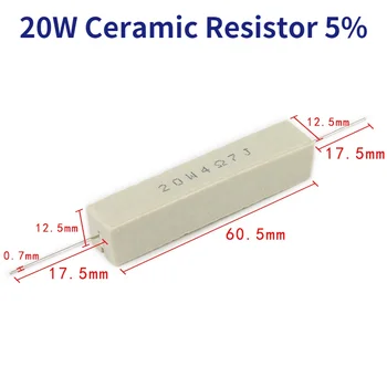 Керамический резистор мощностью 20 Вт 5% 0,22 R 0,33 R 1R 2R 4,7 R 5,1 R 10R 20R 33R 47R 100R 300R Изображение