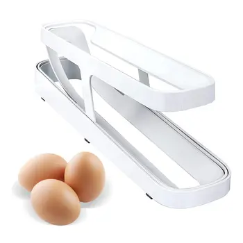 Кухонная автоматическая прокручивающаяся подставка для яиц, ящик для хранения, корзина для яиц, контейнер, органайзер, холодильник, дозатор яиц Изображение
